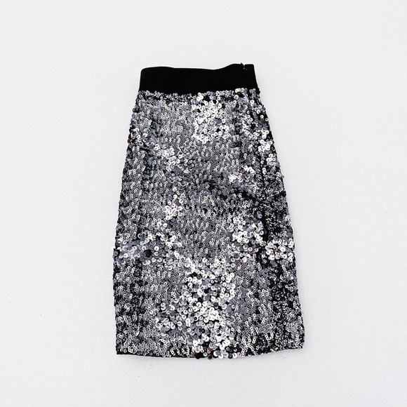 Club Monaco Glitter Eyelet Silver Mini Skirt SZ2 - Picture 4 of 6
